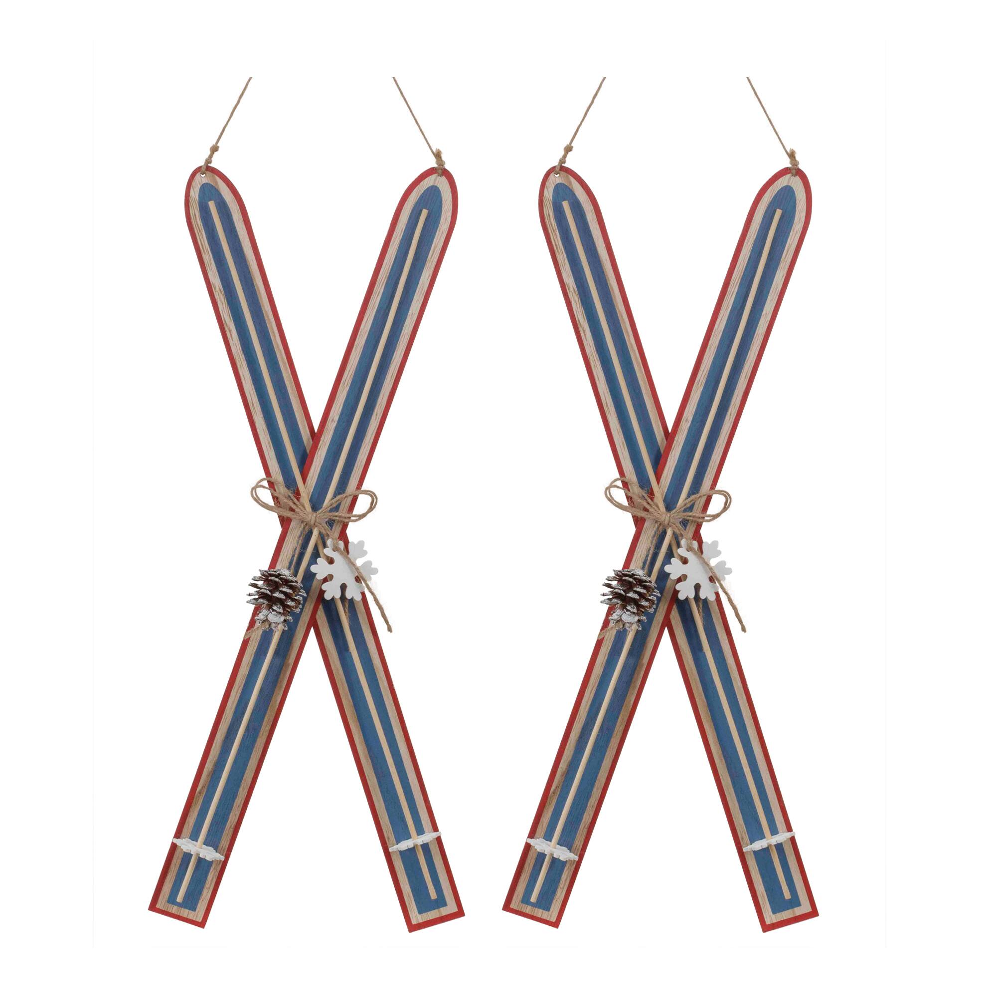 22" Wood Ski Ornaments, 2ct.